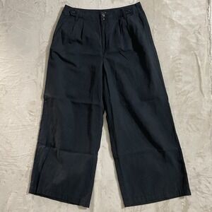 Madewell The Harlow Wide-Leg Pants Black Women's Size 12P Petite Linen Blend